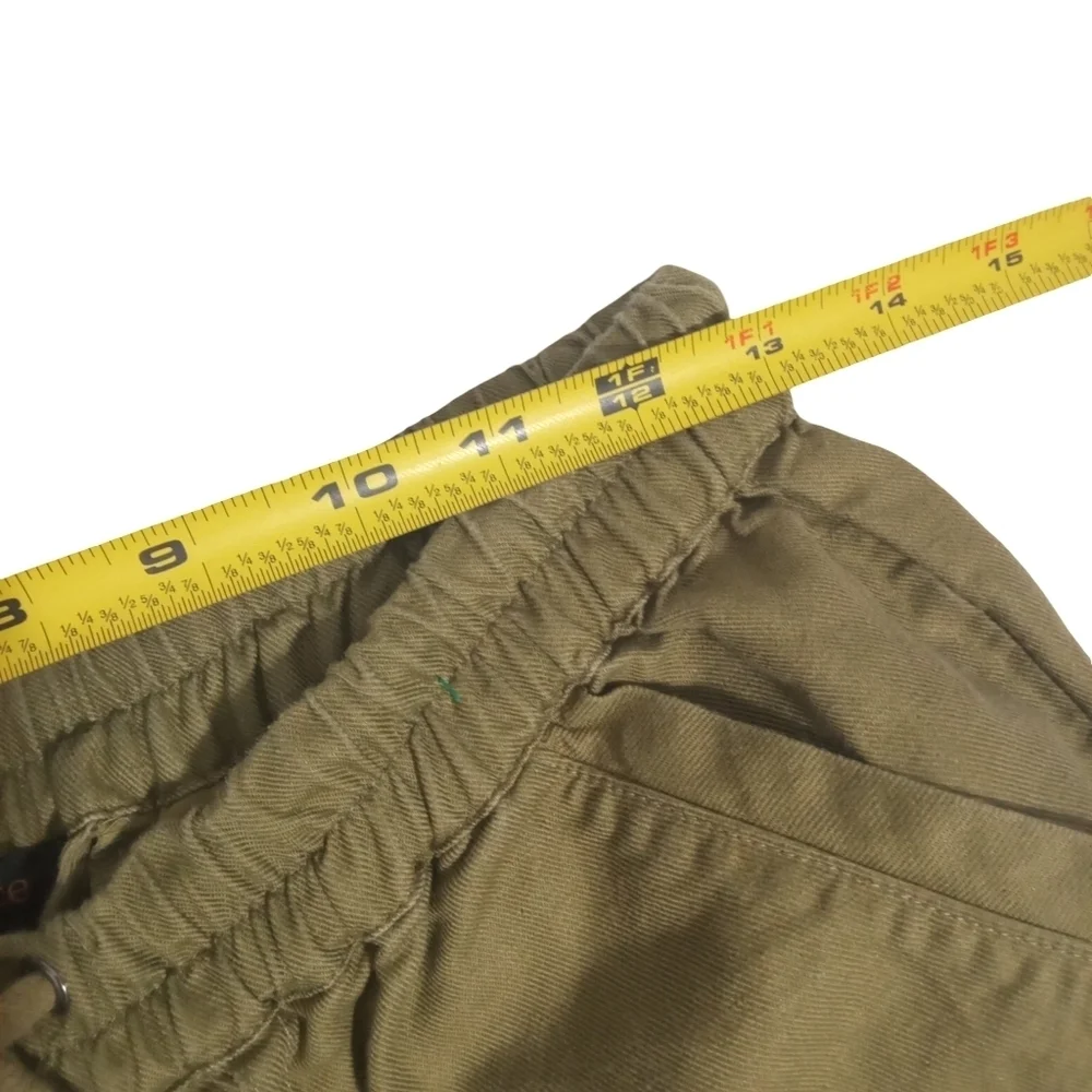 Quince  Olive Green Linen Cotton Blend Casual Pull-On Drawstring Pants Small